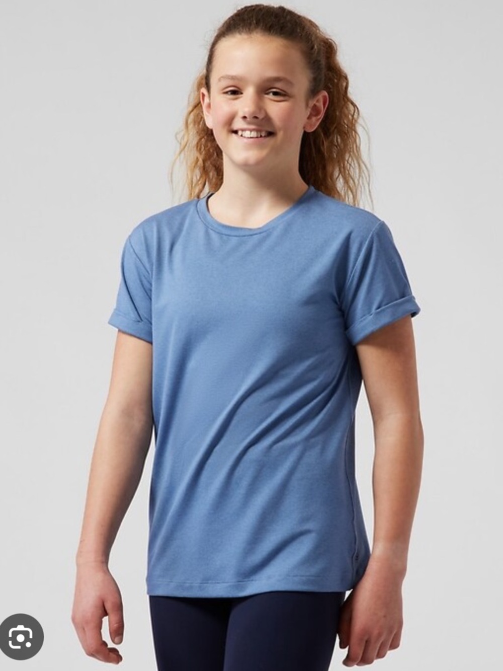 Athleta girl uptempo roll sleeve tee in blue